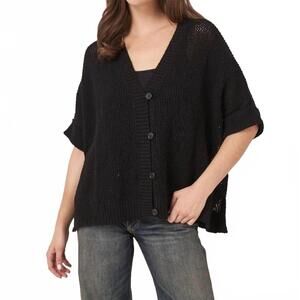 NEW REPEAT CASHMERE oversized crochet cardigan in black
